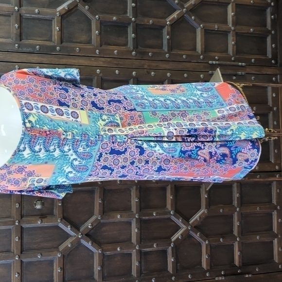 Soft And Cute Multicolor Floral & Paisley Short Sleeve,Long Tunic Sz XL - Picture 7 of 9